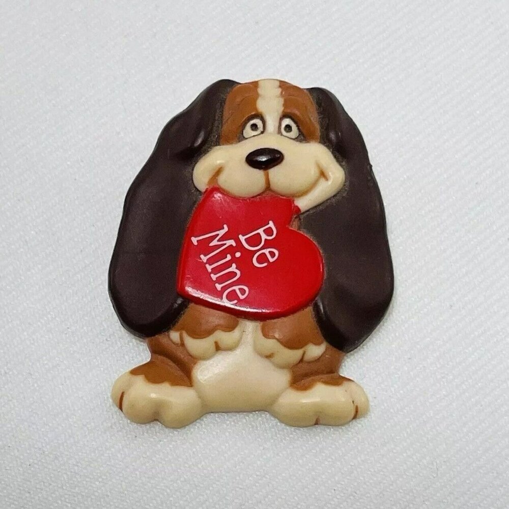 Hallmark Basset Hound Dog Lapel Pin Brooch Puppy Mine Valentine Love Red Heart